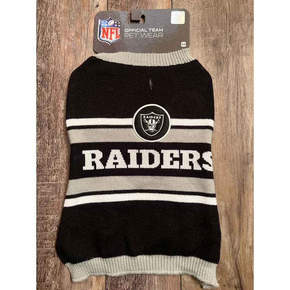 NEW NFL Raiders Pet Sweater Black Gray